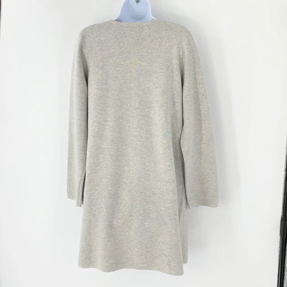 J Crew Women Sweater Long Cardigan Open Front Collarless Grey Sz S - Picture 4 of 8